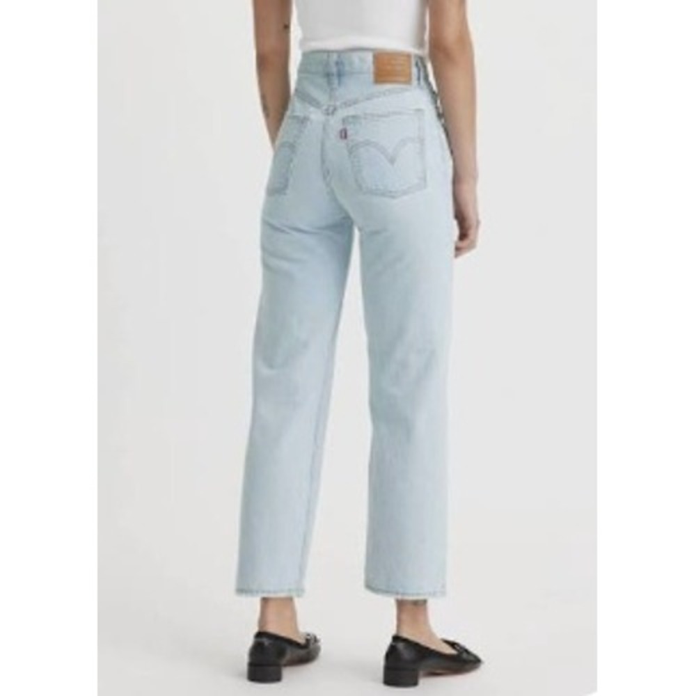 Levis Premium Ribcage Straight Ankle Jeans Light Wash Blue 23 High Rise Denim